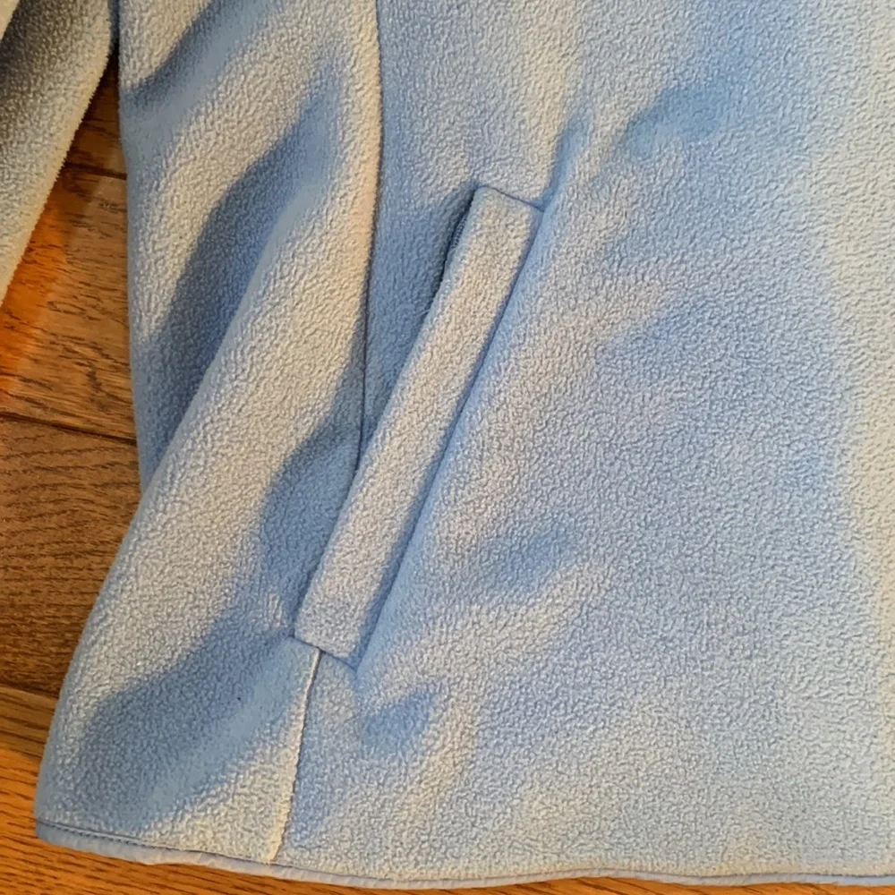 Talbots Fleece Quilted Zip Front Powder Blue Jacket with Nylon Quilting Detail - Picture 4 of 11